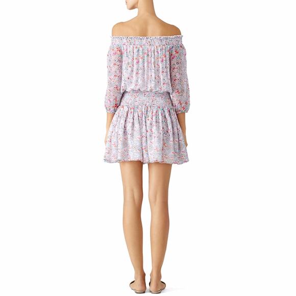 SHOSHANNA Boho Floral Rita Mini Dress 3228527 Smocked Waist 4 Small S NEW A line - Picture 4 of 6
